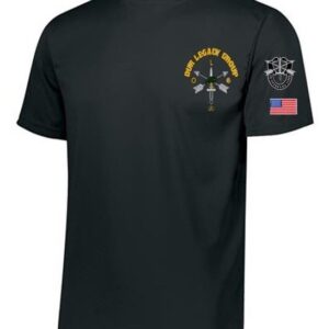 A black t-shirt with the words " fallen hero ".