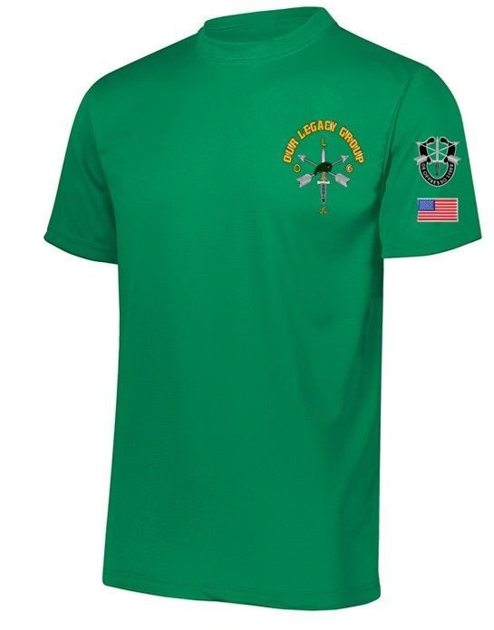 A green shirt with the words " irish army " on it.